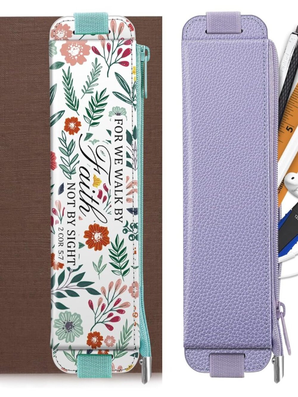 2-Pack Elastic Pen Holder for Notebook Leather Pen Holder